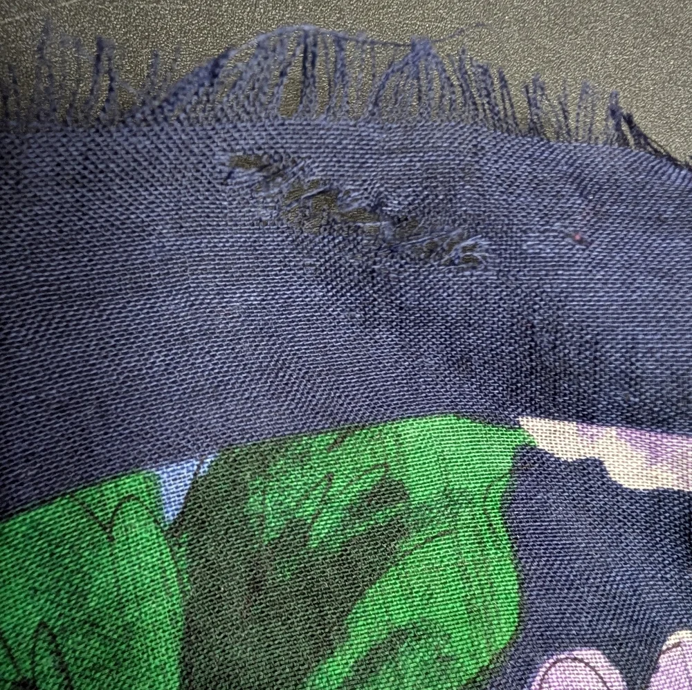 Casca For Majid Blue Purple And Green Wool Floral‎ Scarf